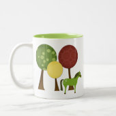 Niedliche Retro-Ponys und Treppenross Zweifarbige Tasse (Links)