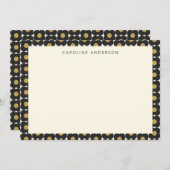 Niedliche Retro Pop Blume Schwarz und Gold Persona Mitteilungskarte (Vorne/Hinten)