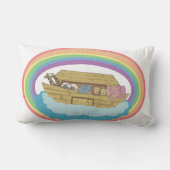 Niedliche Retro Rainbow Noah's Ark on White Lumbar Lendenkissen (Rückseite)