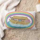Niedliche Retro Rainbow Noah's Ark on White Lumbar Lendenkissen (Decke)