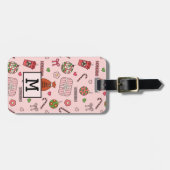 Niedliche Retro-Retro-Weihnachtsrosa Gepäckanhänger (Vorderseite horizontal)