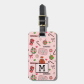 Niedliche Retro-Retro-Weihnachtsrosa Gepäckanhänger (Vorderseite vertikal)