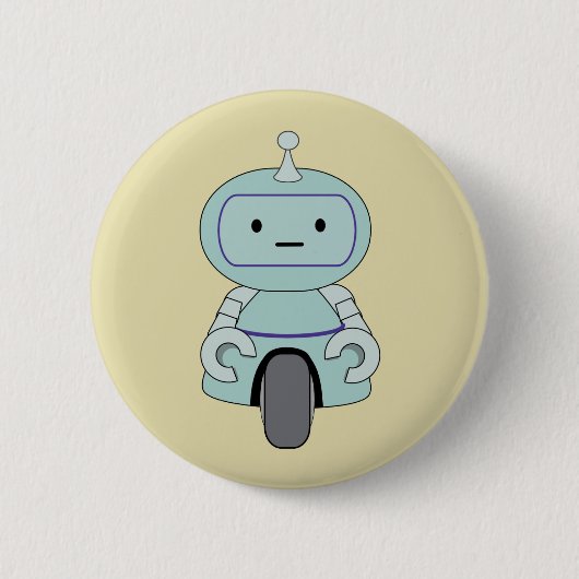 Niedliche Retro-Roboter-Illustration Button (Vorderseite)