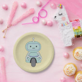 Niedliche Retro-Roboter-Illustration Pappteller (Party)