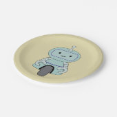 Niedliche Retro-Roboter-Illustration Pappteller (Schrägansicht)