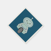 Niedliche Retro-Roboter-Illustration Serviette (Ecke)