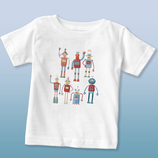 Niedliche Retro-Roboter im Stil der 1950er Jahre Baby T-shirt