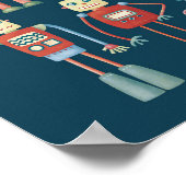 Niedliche Retro-Roboter im Stil der 50er Jahre Poster (Ecke)