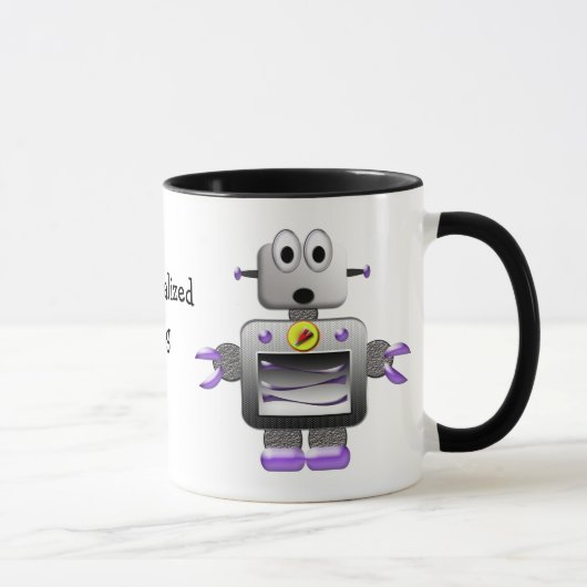 Niedliche Retro Roboter-personalisierte Tasse (Rechts)