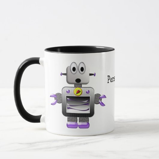 Niedliche Retro Roboter-personalisierte Tasse (Links)