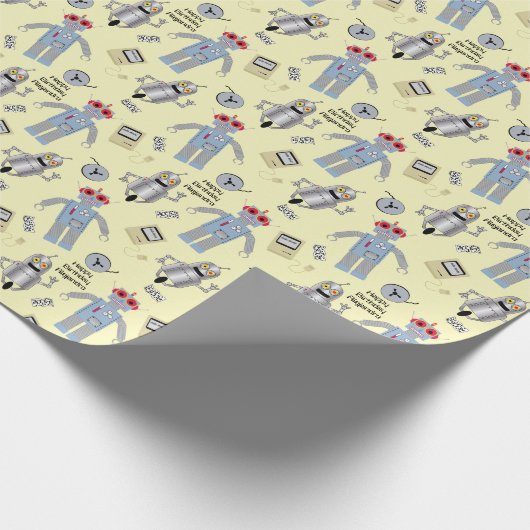 Niedliche Retro-Roboter und Computer-benutzerdefin Geschenkpapier (Ecke)