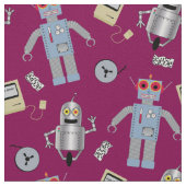 Niedliche Retro-Roboter und -Computer Stoff (Nahaufnahme)
