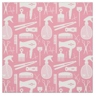 Niedliche Retro-Rosa- und Weißhaar-Salon-Tools Stoff
