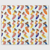 Niedliche Retro Sommer Surfer Muster Geschenkpapier (Flach)