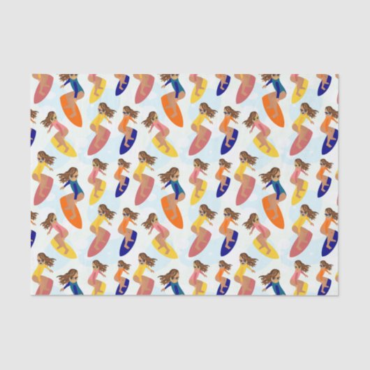 Niedliche Retro Sommer Surfer Muster Seidenpapier (Vorderseite)