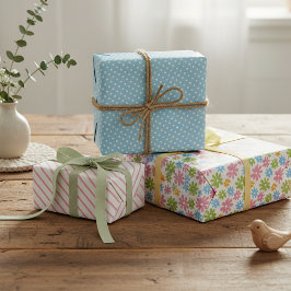 Niedliche Retro Spring Blume Art Pattern Geschenkpapier Set