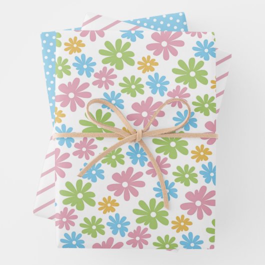 Niedliche Retro Spring Blume Art Pattern Geschenkpapier Set (Beispiel)