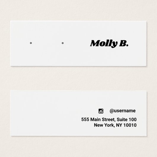 Niedliche Retro Stud Earring Juwelier Display Card (Vorne & Hinten)