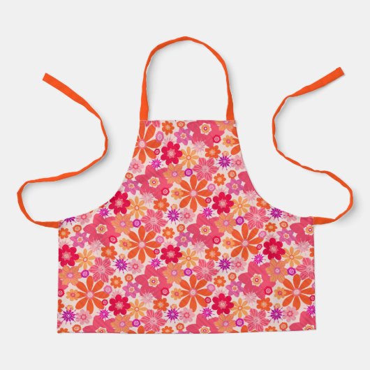 Niedliche Retro Style Blumenmuster Orange Pink Kid Schürze (Vorderseite)