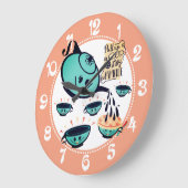 Niedliche Retro Teekanne Teebecher Dusche Große Wanduhr (Winkel)