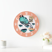 Niedliche Retro Teekanne Teebecher Dusche Große Wanduhr (Zuhause)