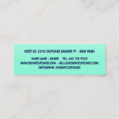 Niedliche Retro-Typografie Minze Süßkuchen Mini Visitenkarte (Rückseite)