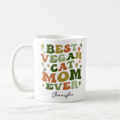 Niedliche Retro Vegane KatzenMama, benutzerdefinie Kaffeetasse (Links)