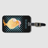 Niedliche Retro Vibes Chick Blown Pink Bubblegum Gepäckanhänger (Vorderseite (Horizontal))