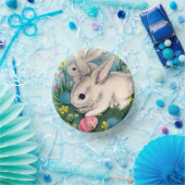 niedliche Retro-Vintag-Osterbrunnen Pappteller (Party)