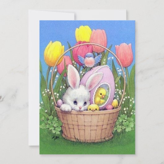 Niedliche Retro-Vintag Osterhasen-Nachricht Feiertagskarte (Vorderseite)