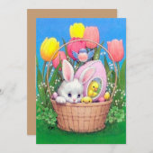 Niedliche Retro-Vintag Osterhasen-Nachricht Feiertagskarte (Vorne/Hinten)