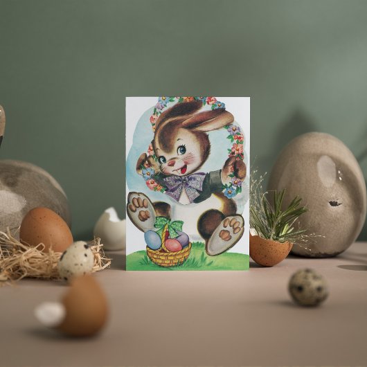 Niedliche Retro-Vintag Osterhasen-Nachricht Feiertagskarte