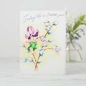 Niedliche Retro-Vintag-Osterkatzen hinzufügen Feiertagskarte (Stehend Vorderseite)