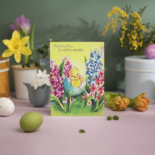 Niedliche Retro-Vintag-Osterkichtennachricht Feiertagskarte