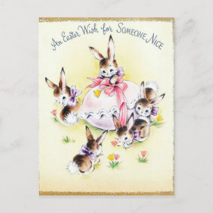 Niedliche Retro Vintag Ostern Bunnies Holiday Post Feiertagspostkarte