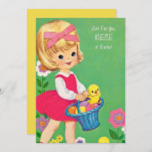 Niedliche Retro-Vintag Osterniece-Nachricht Feiertagskarte (Vorne/Hinten)