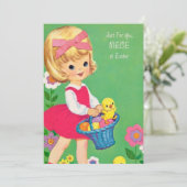 Niedliche Retro-Vintag Osterniece-Nachricht Feiertagskarte (Stehend Vorderseite)