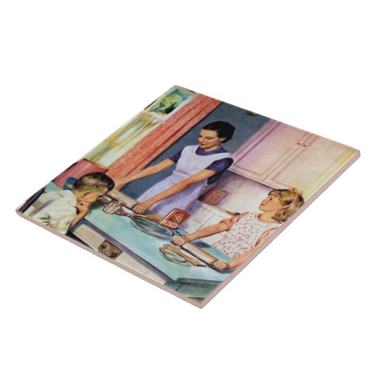 Niedliche Retro-Vintage Backdame Fliese (Seite)