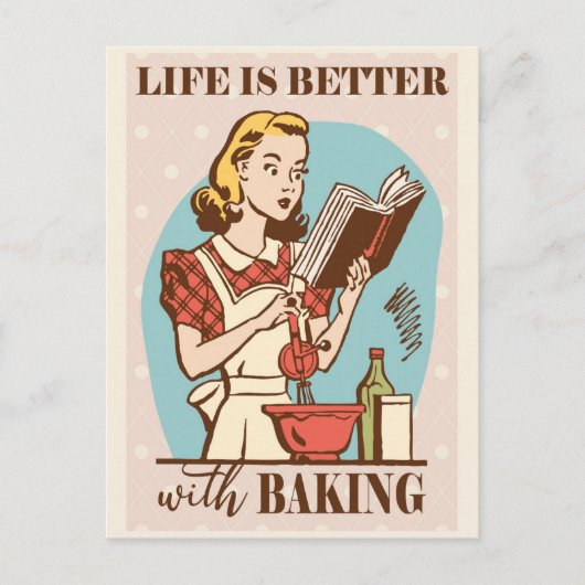 Niedliche Retro-Vintage Backfrau Postkarte (Vorderseite)