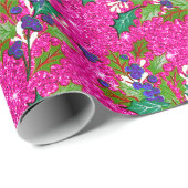 Niedliche Retro-Vintage Blätter Feiertage heiß ros Geschenkpapier (Rolleneckpunkt)