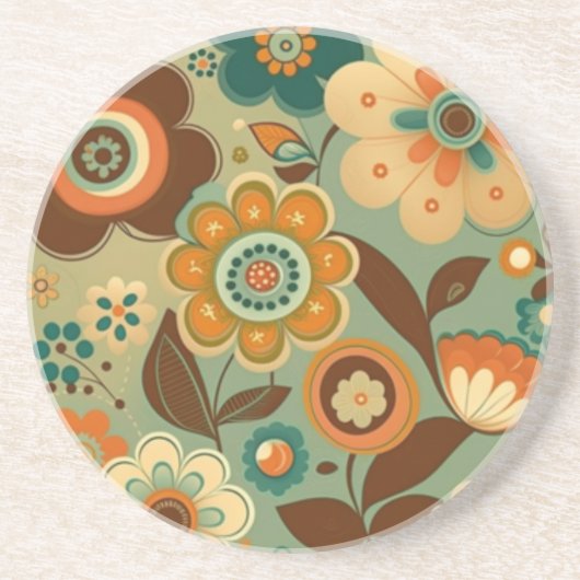 Niedliche Retro-Vintage Blume Getränkeuntersetzer (Vorne)