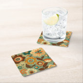 Niedliche Retro-Vintage Blume Rechteckiger Pappuntersetzer (Vor Ort)