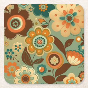 Niedliche Retro-Vintage Blume Rechteckiger Pappuntersetzer