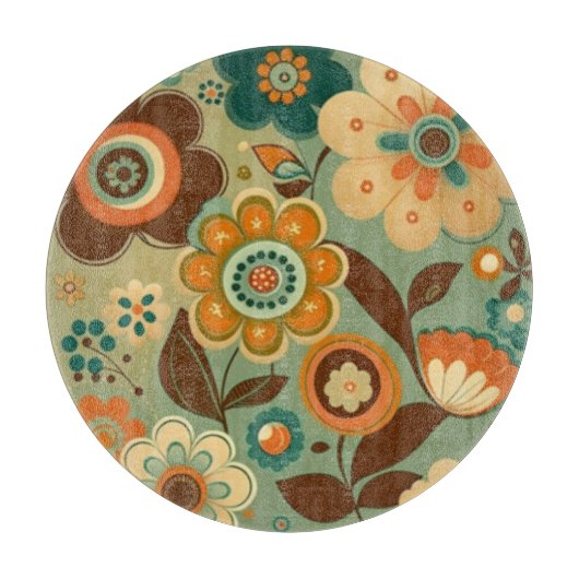 Niedliche Retro-Vintage Blume Schneidebrett (Vorderseite)