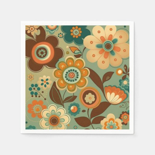 Niedliche Retro-Vintage Blume Serviette (Vorderseite)