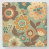 Niedliche Retro-Vintage Blume Steinuntersetzer (Vorderseite)