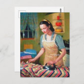 niedliche Retro-Vintage Bügeldame Postkarte (Vorne/Hinten)