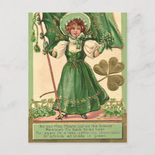 Niedliche Retro Vintage Dame Saint Patrick's Day Feiertagspostkarte
