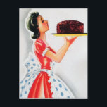 Niedliche Retro Vintage Kuchen Lady Postcard für j Postkarte<br><div class="desc">Entwurf von www.etsy.com/Shop/VanityFlairDesign</div>