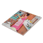 niedliche Retro-Vintage Küchenchefin Fliese (Seite)